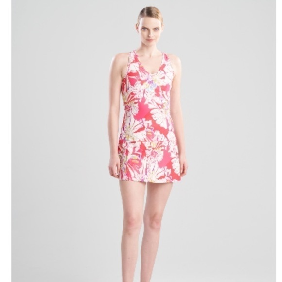 NWT Natori Josie Solstice Floral Poppy Tennis Dress Back-Cutout Pink Poppy - Picture 5 of 12